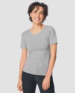 HEMA Dames T-shirt jersey slim fit o-hals lichtgrijs (lichtgrijs)