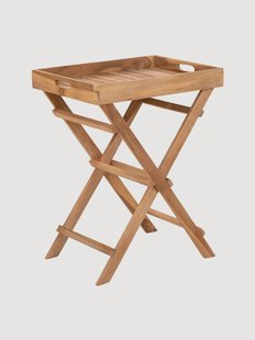 Klein opklapbaar teakhouten tuintafel Ronda met dienblad