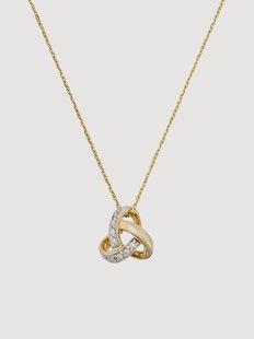 Goudkleurige ketting Noeud Elegance met diamanten, 0.04 karaat