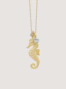 Handgemaakte ketting Seahorse, verguld