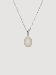 Witgouden ketting Luliwa met diamanten en parels, 0.02 karaat