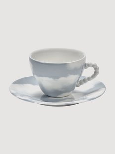Handgemaakt porseleinen koffiekopje Les Objets Mouleversants met schoteltje