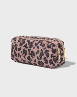 HEMA Etui 20x9x7cm met dubbele rits panter (bruin)