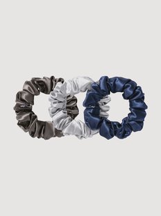Zijde scrunchies Large Midnight, 3-delig