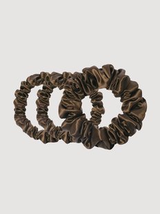 Zijde scrunchies Dark Brown, 3-delig