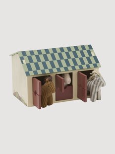 Speelgoedstal Aiden met paarden, 4-delig