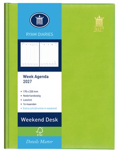 Agenda 2025 Ryam Weekplan Weekend Desk Lazio 7Dagen/2Pagina's Assorti