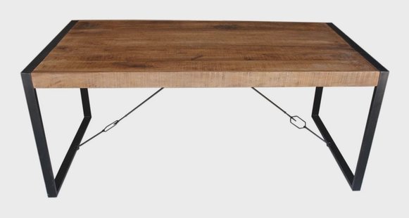 LivingFurn Industriële Eettafel 'Strong' 140 x 80cm, Mangohout en staal
