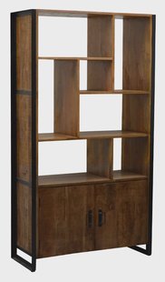 Livingfurn Wandkast 'Strong' Mango en staal, 213 x 120cm