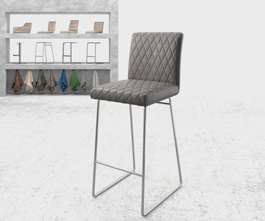 DELIFE Barstoel Earnest-Flex diamant quilten antraciet vintage slipframe roestvrij staal