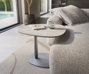DELIFE Bijzettafel Edge bootvormig 60x60 cm keramiek Onyx Champagne Eleny roestvrij staal geborsteld