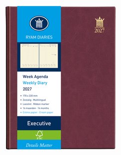 Agenda 2025 Ryam Executive Mundior 7Dagen/2Pagina's Bordeaux