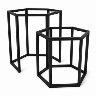 Salonset zwart hexagon 40 cm met hoogte 37 cm en 50 cm met hoogte 47 cm - koker 2 bij 2 cm