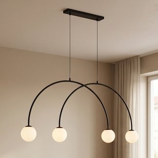 Alison hanglamp zwart/wit 4-lamps gebogen 129 cm - ALDEX - Woonkamer - Modern - Metaal - Meerdere lampen