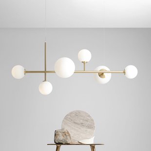 Joel hanglamp, messing/wit, 6-lamps - ALDEX - Woonkamer - Metaal - Meerdere lampen