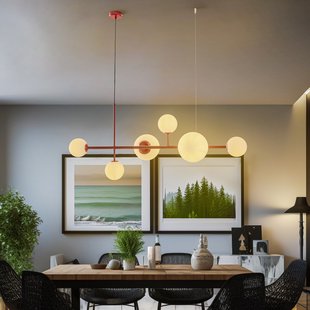 Joel hanglamp wijnrood/wit, 6-lamps - ALDEX - Eetkamer - Modern - Metaal - Meerdere lampen