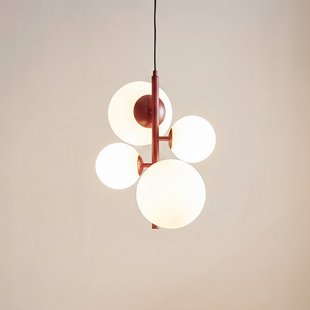 Joel hanglamp, wijnrood/wit, 4-lamps - ALDEX - Woonkamer - Modern - Metaal - Meerdere lampen
