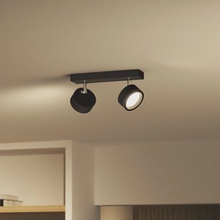 Bracia LED plafondspot 2-lamps, zwart - Philips - Woonkamer - Modern - Metaal - Meerdere lampen