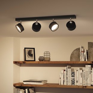 Bracia LED plafondspot 4-lamps, zwart - Philips - Woonkamer - Modern - Metaal - Meerdere lampen