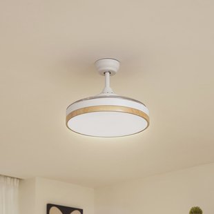 Oras LED plafondventilator, wit, DC, stil, Ø 107 cm - Lindby - Woonkamer - Modern - Kunststof - 1 lamp