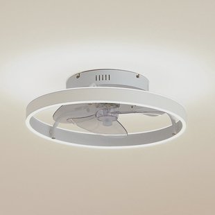 Momitu LED plafondventilator, wit, aluminium, Ø 50 cm - Lindby - Woonkamer - Modern - Rond