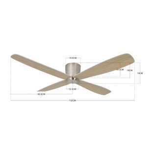 Fraser plafondventilator chroom/teak DC, stil, Ø 132 cm - Beacon Beacon Lighting - Woonkamer - Modern - Hout