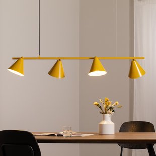 Form 4 hanglamp, geel metaal, 4-lamps kegel - ALDEX Hängeleuchte Form 4 - Eetkamer - Modern - Meerdere lampen