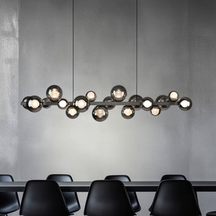 E-Popup LED hanglamp, platina, glas, CCT, 18-lichts - PURE PURE E-Popup - Woonkamer - Modern - Met lampenkap