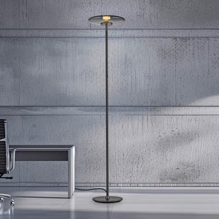 Vitrum LED vloerlamp, grijs aluminium/glas, touchdimmer - PURE - Woonkamer - Modern - Met lampenkap