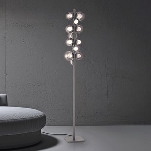 Pop-up LED vloerlamp, grijs aluminium/glas, dimmer, 12-lamps - PURE Popup - Woonkamer - Modern - Met lampenkap