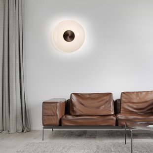 Vitrum LED wandlamp, bruin/opaalglas/aluminium, Ø 22 cm - PURE - Woonkamer - Modern - Met lampenkap