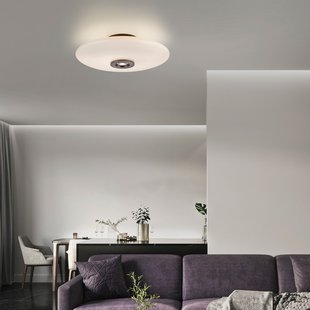 Vitrum LED plafondlamp, bruin/opaal, glas/aluminium, Ø 45 cm - PURE - Woonkamer - Modern - Met lampenkap
