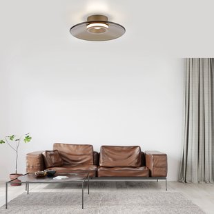 Moon LED plafondlamp brons Ø32 cm, amberkleurig glas (donker) - PURE PURE Moon - Woonkamer - Modern - Met lampenkap