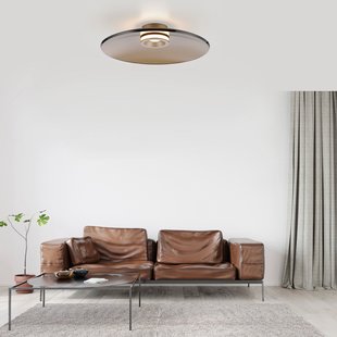Moon LED plafondlamp brons Ø50 cm, amberkleurig glas (donker) - PURE PURE Moon - Woonkamer - Modern - Met lampenkap
