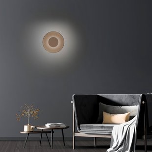 Moon LED wandlamp, brons, Ø 32 cm, amberkleurig glas (donker) - PURE PURE Moon - Woonkamer - Modern - Met lampenkap