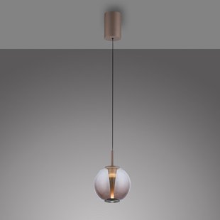 Infinity LED hanglamp, brons/amber, Ø 18 cm, CCT - PURE - Woonkamer - Glas - Met lampenkap