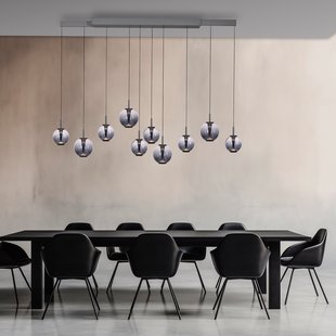 E-Infinity LED hanglamp grijs/rookgrijs 198 cm, 10-lamps - PURE - Eetkamer - Glas - Met lampenkap