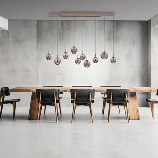 E-Infinity LED hanglamp brons/amber, 198 cm, 10-lamps - PURE - Eetkamer - Glas - Met lampenkap
