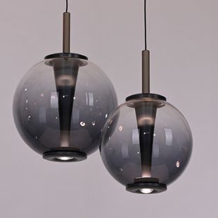 E-Infinity LED hanglamp, grijs/rookgrijs, Ø 50 cm, CCT - PURE - Woonkamer - Glas - Met lampenkap