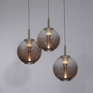 E-Infinity LED hanglamp, brons/amber, Ø 50 cm, CCT - PURE - Woonkamer - Glas - Met lampenkap