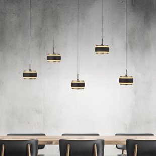 Falling Rings LED hanglamp zwart 101 cm 5-lamps - PURE - Woonkamer - Modern - Metaal - Meerdere lampen