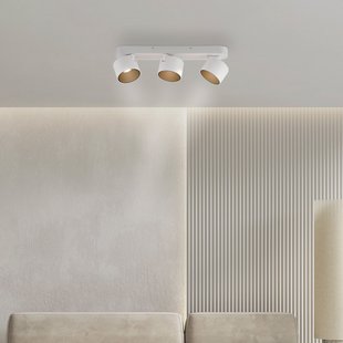 Cup LED plafondspot, wit, lengte 56 cm, metaal, 3-lamps - PURE - Woonkamer - Modern - Meerdere lampen
