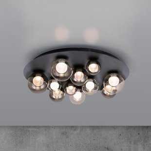 Pop-up LED plafondlamp, grijs/rookgrijs, Ø 60 cm, 11-lamps - PURE Popup - Woonkamer - Metaal - Met lampenkap