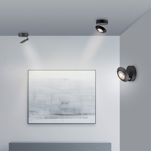 Oculis LED plafondlamp, zwart, Ø 15 cm, ijzer/glas - PURE - Woonkamer - Modern - Metaal - 1 lamp
