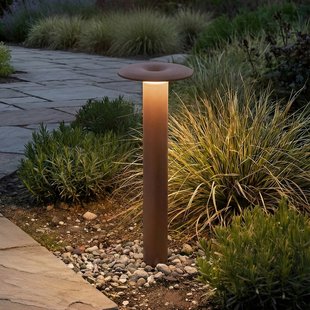 Haloa LED tuinpadverlichting, hoogte 50, IP54, bruin, aluminium - Lucande - Terras - Modern - Rond