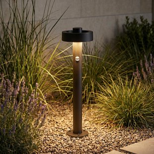 LED tuinpadverlichting Nirella, sensor, 60 cm, zwart, metaal, IP65, CCT - Lucande - Modern - 1 lamp