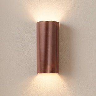 Lindby wandlamp Colja, bruin, rond, hoogte 30,5 cm, gips