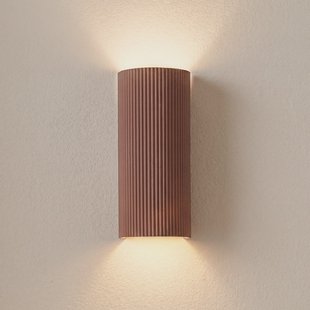 Colja wandlamp, gips, hoogte 30,5 cm, bruin, rond - Lindby - Woonkamer - Modern - Gips / Klei - Cilinder