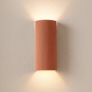 Lindby wandlamp Colja, terracotta, rond, 30,5 cm, gips