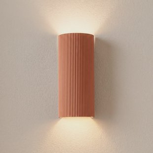 Colja wandlamp, gips, hoogte 30,5 cm, terracotta, rond - Lindby - Woonkamer - Modern - Gips / Klei - Cilinder